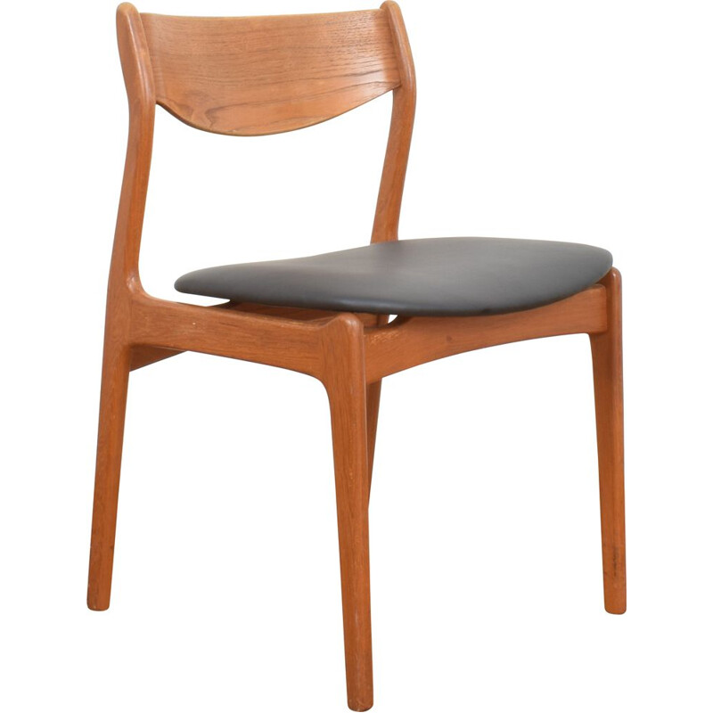 Vintage Teak & Leather Dining Chair by P.E. Jorgensen for Farso Stolefabrik, Danish 1960s