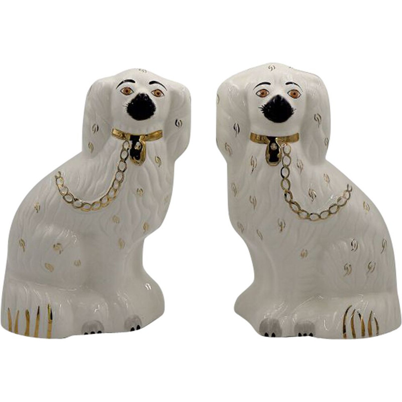 Paire de chiens de cheminée vintage en céramique Staffordshire 1378-4 de Beswick, Angleterre 1960