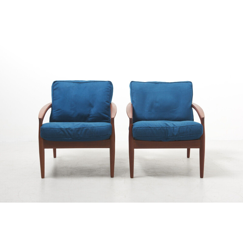 Pair of vintage "Paper Knife" Easy Chairs by Kai Kristiansen for Magnus Olesen, Denmark 1950s