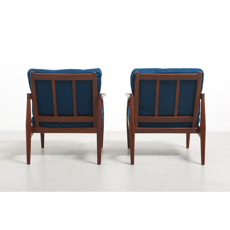 Pair of vintage "Paper Knife" Easy Chairs by Kai Kristiansen for Magnus Olesen, Denmark 1950s