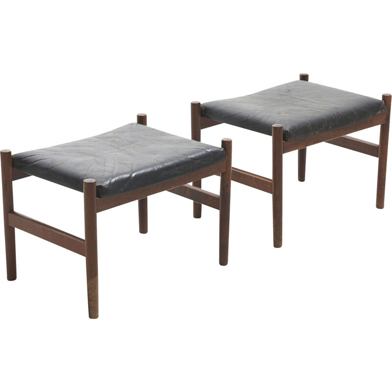 Pair of vintage Footstools by Hugo Frandsen for Spottrup Mobelfabrik, Denmark 1960s