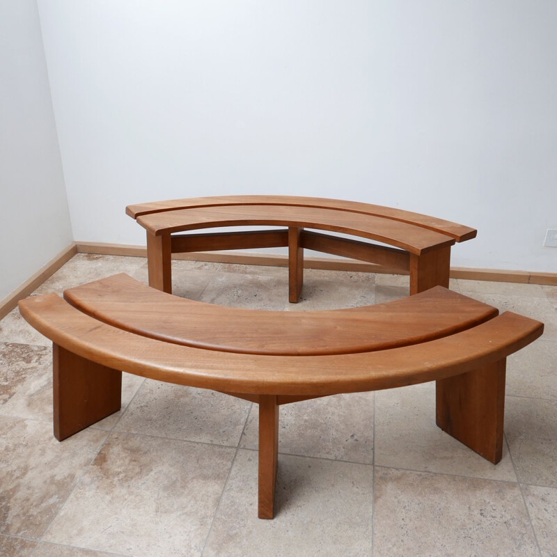 Pair of vintage S38 Elm Benches by Pierre Chapo, French 1970s
