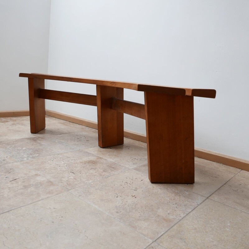 Pair of vintage S38 Elm Benches by Pierre Chapo, French 1970s