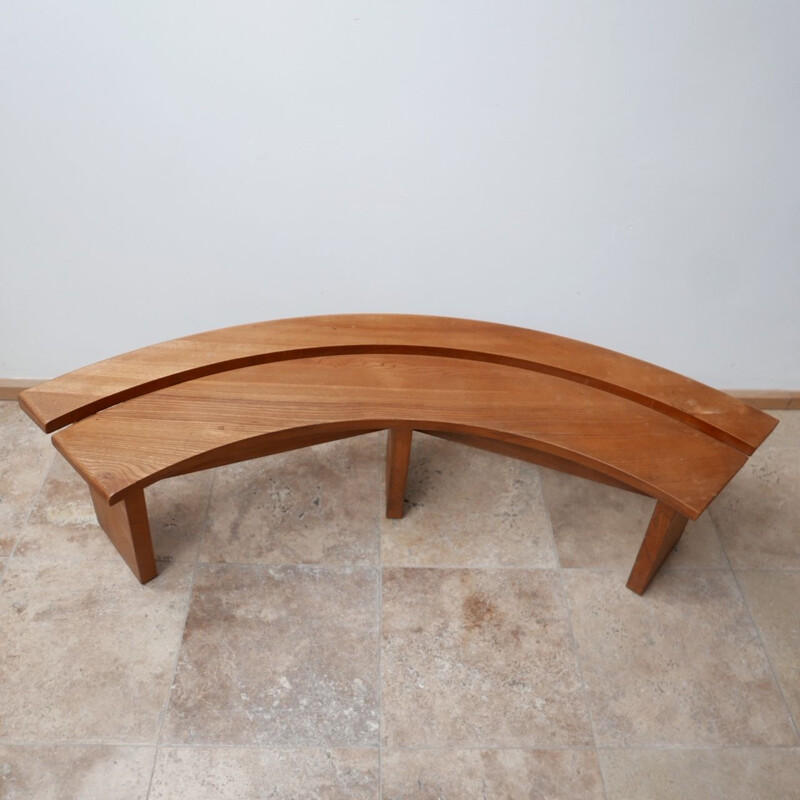 Pair of vintage S38 Elm Benches by Pierre Chapo, French 1970s