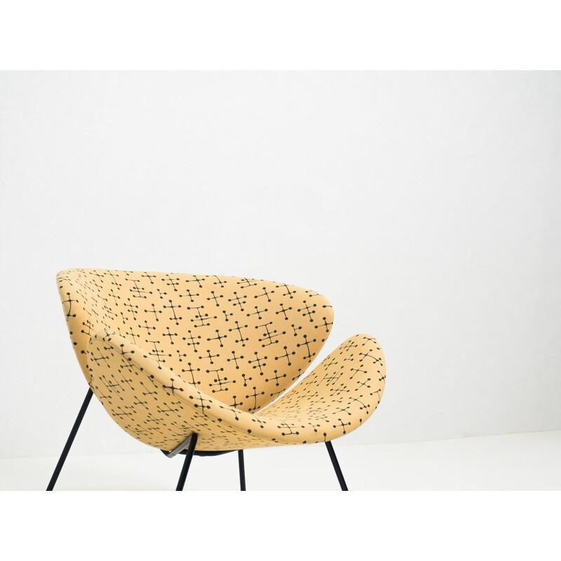 Vintage Artifort "Small Dot Pattern" Orange Slice lounge chair by Pierre Paulin & Charles and Ray Eames, Netherlands