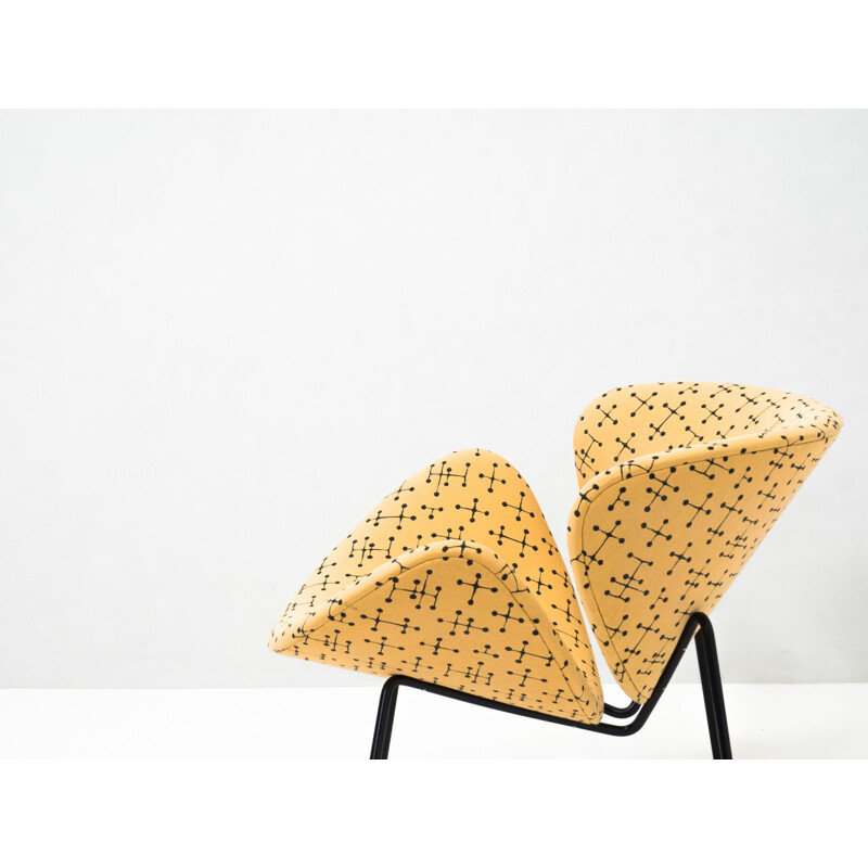 Vintage Artifort "Small Dot Pattern" Orange Slice lounge chair by Pierre Paulin & Charles and Ray Eames, Netherlands