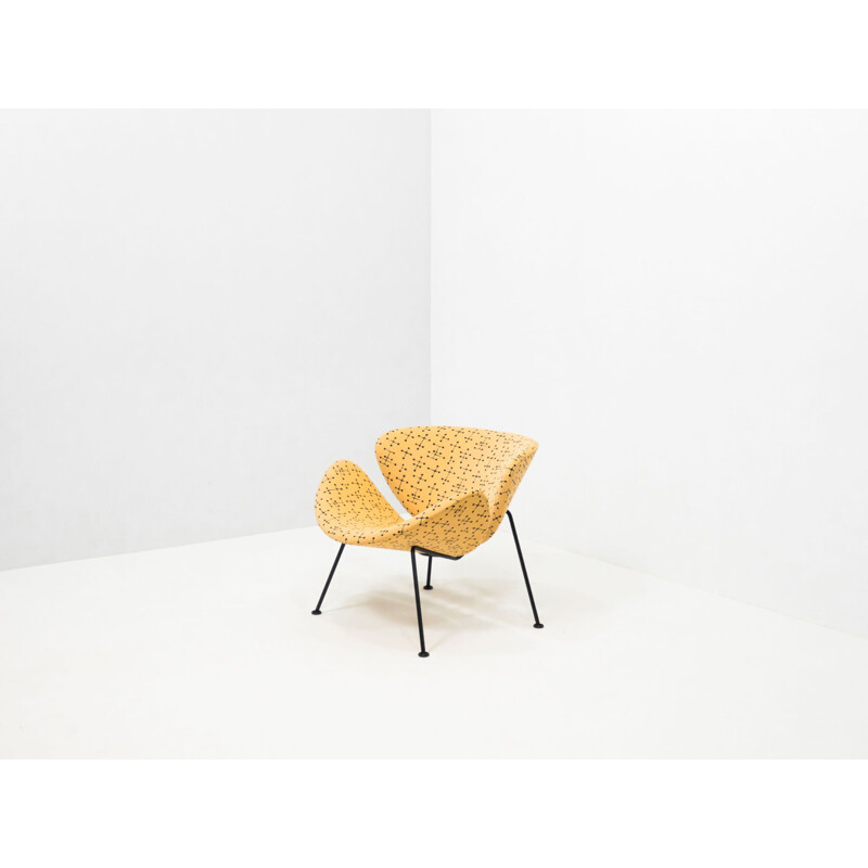 Vintage Artifort "Small Dot Pattern" Orange Slice lounge chair by Pierre Paulin & Charles and Ray Eames, Netherlands