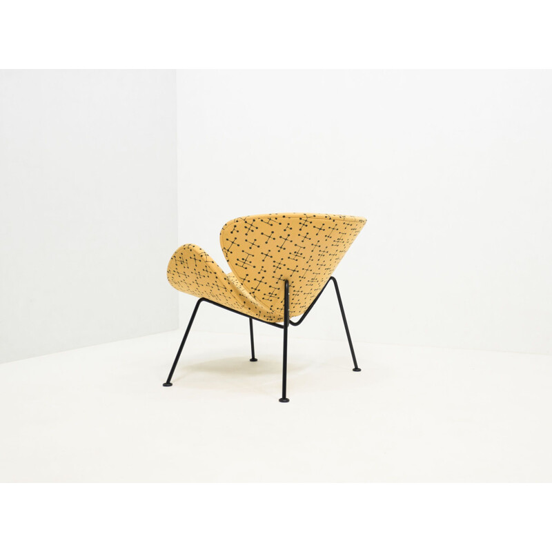 Vintage Artifort "Small Dot Pattern" Orange Slice lounge chair by Pierre Paulin & Charles and Ray Eames, Netherlands