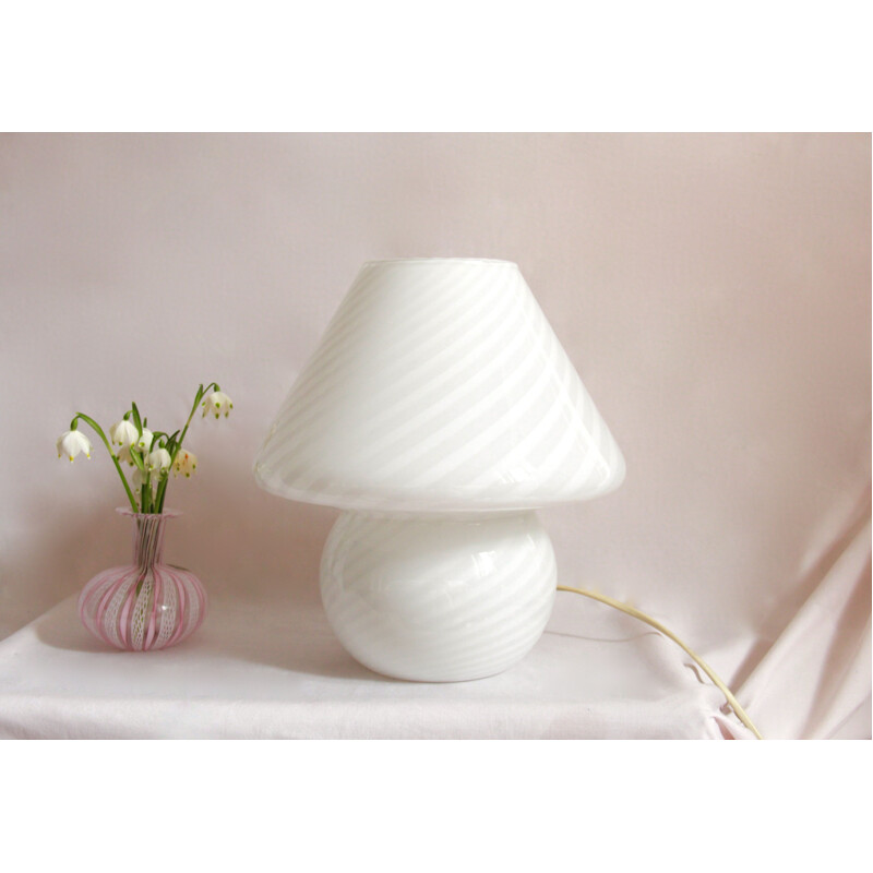 Vintage Bucaneve Swirl Murano Mushroom Lamp, Italy 1970s