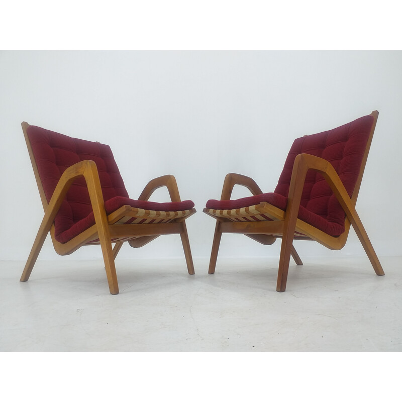 Pair of vintage Art Deco Armchairs by Jan Vanek 1930s