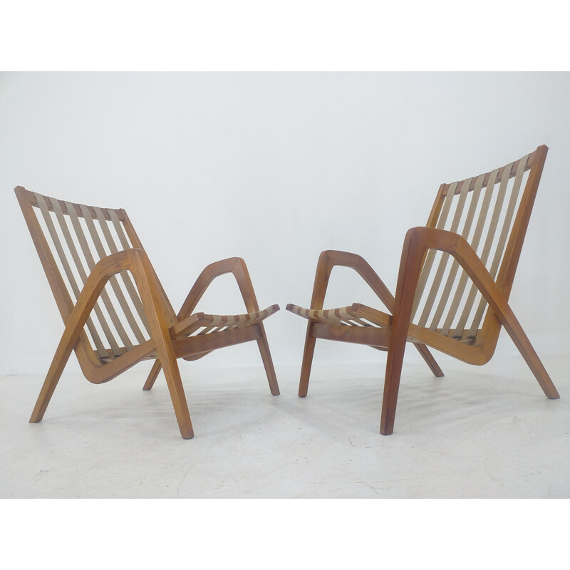 Pair of vintage Art Deco Armchairs by Jan Vanek 1930s