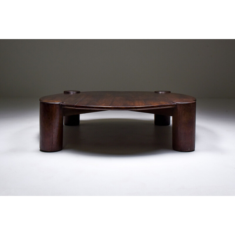 Grande table basse vintage ronde moderne, Brésilien 1960