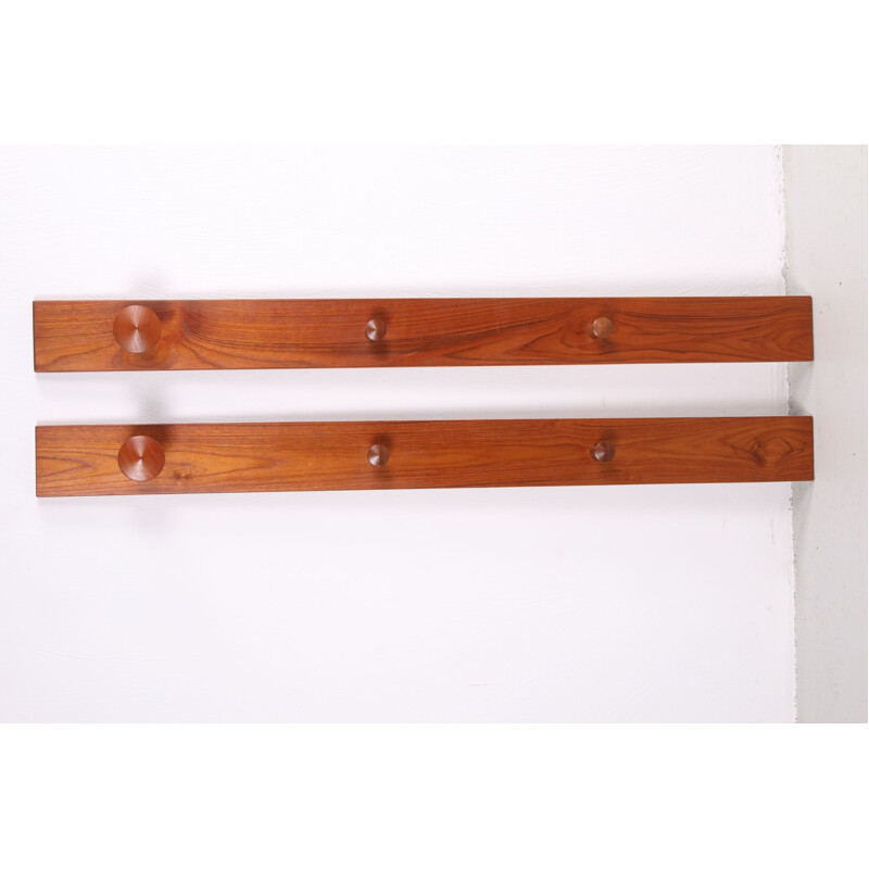 Pair of vintage teak wall hooks by Aksel Kjersgaard for Odder Mobler