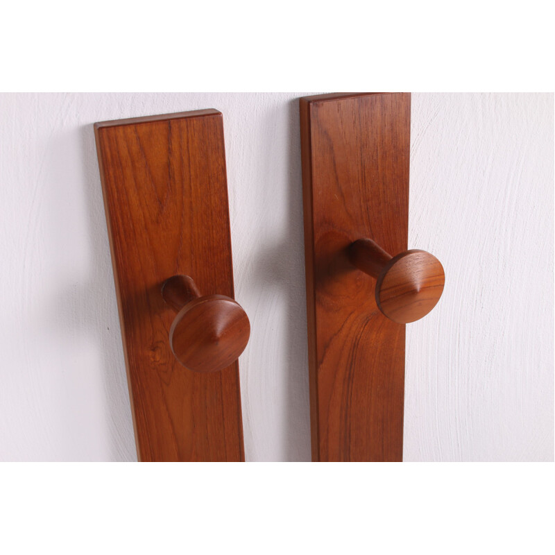 Pair of vintage teak wall hooks by Aksel Kjersgaard for Odder Mobler