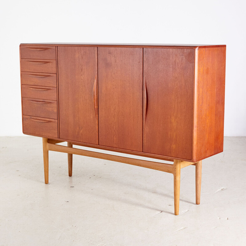 Vintage teak highboard by Henry Rosengren Hansen for Brande Mobelindustri, Danish 1960