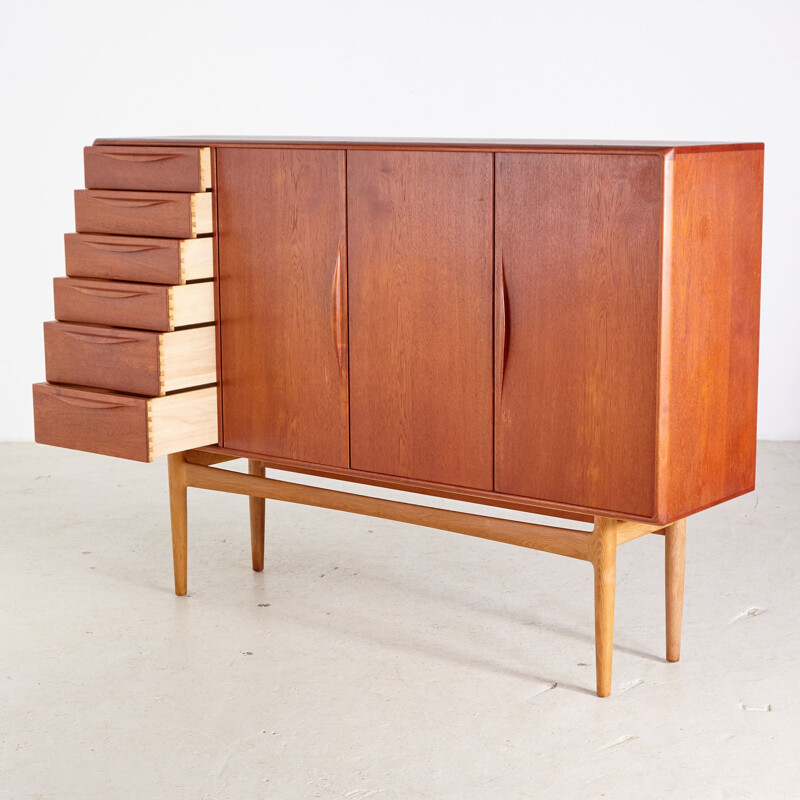 Vintage teak highboard by Henry Rosengren Hansen for Brande Mobelindustri, Danish 1960