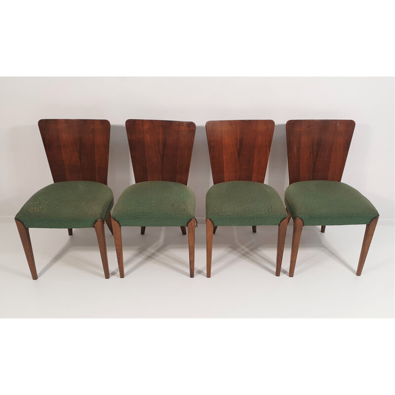 Set of 4 vintage Art Deco chairs by Jindřich Halabala 1940