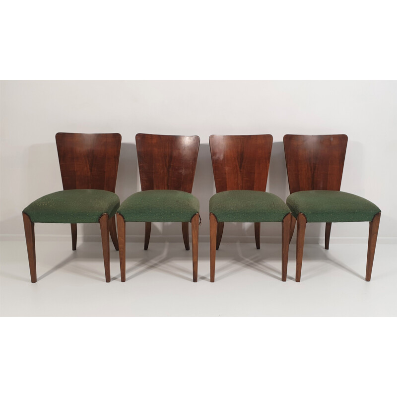 Set of 4 vintage Art Deco chairs by Jindřich Halabala 1940