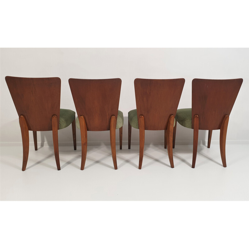 Set of 4 vintage Art Deco chairs by Jindřich Halabala 1940