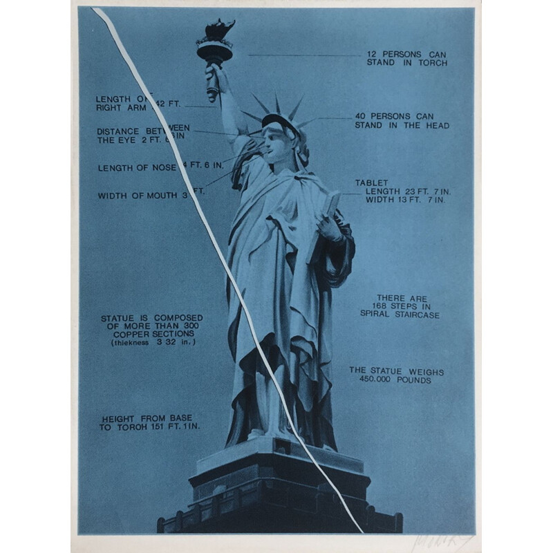 Estampa de seda vintage "Statue of Liberty" de Jacques Monory, 1976