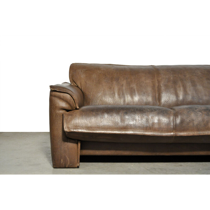 Vintage 2-seater leather sofa by Hugo de Ruiter for Leolux, Netherlands 1970