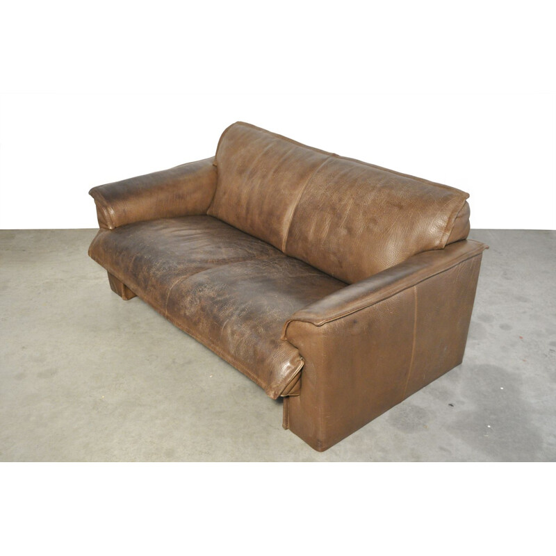 Vintage 2-seater leather sofa by Hugo de Ruiter for Leolux, Netherlands 1970