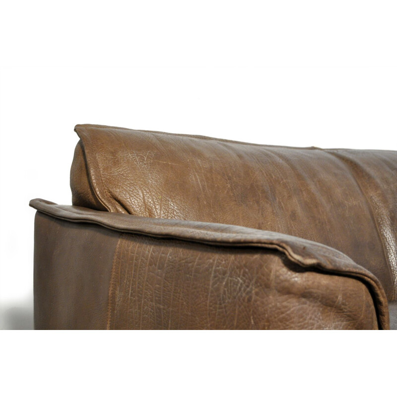 Vintage 2-seater leather sofa by Hugo de Ruiter for Leolux, Netherlands 1970