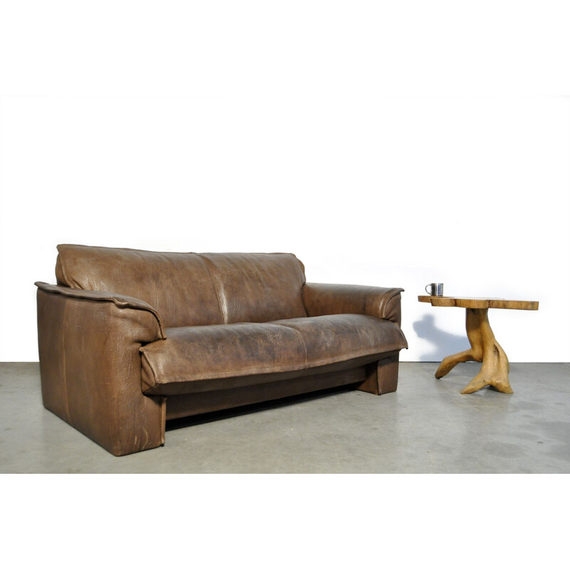 Vintage 2-seater leather sofa by Hugo de Ruiter for Leolux, Netherlands 1970