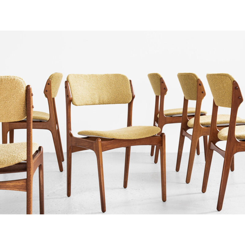 Set of 6 vintage teak chairs by Erik Buch for OD Mobler, Danish 1960