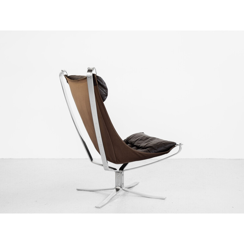 Vintage Falcon armchair in chrome and leather by Sigurd Ressell for Vatne Möbler 1970