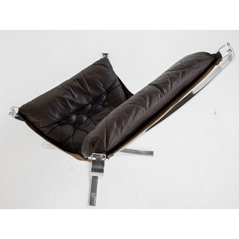 Vintage Falcon armchair in chrome and leather by Sigurd Ressell for Vatne Möbler 1970