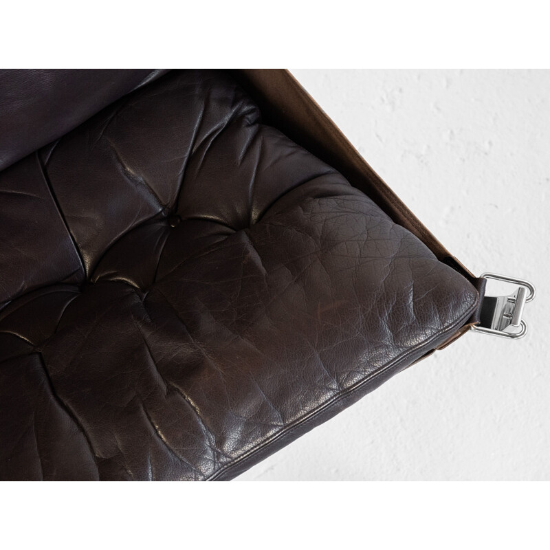 Vintage Falcon armchair in chrome and leather by Sigurd Ressell for Vatne Möbler 1970