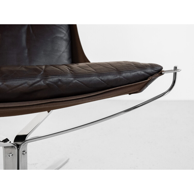 Vintage Falcon armchair in chrome and leather by Sigurd Ressell for Vatne Möbler 1970