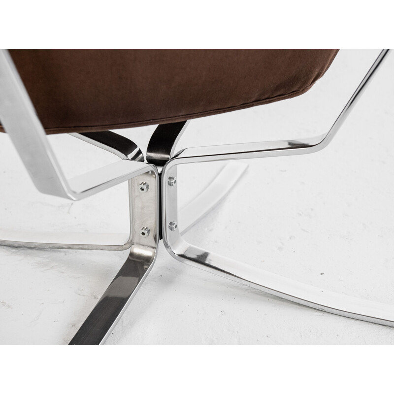 Vintage Falcon armchair in chrome and leather by Sigurd Ressell for Vatne Möbler 1970