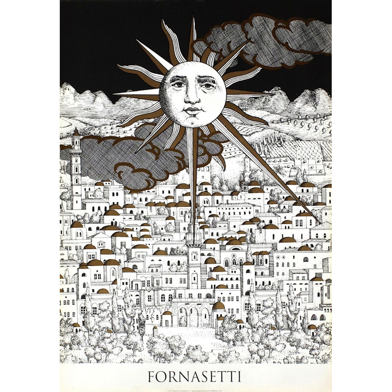 Serigrafía vintage "Sole à Geruslemme" de Piero Fronasetti, 1993