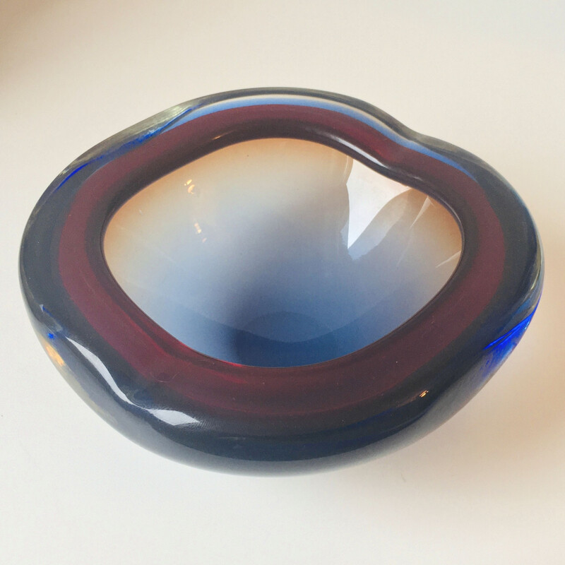 Vintage Murano Sommerso Glass Bowl by Flavio Poli 1960s