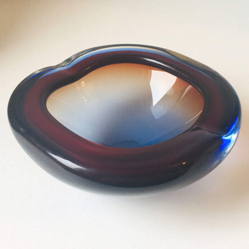 Vintage Murano Sommerso Glass Bowl by Flavio Poli 1960s