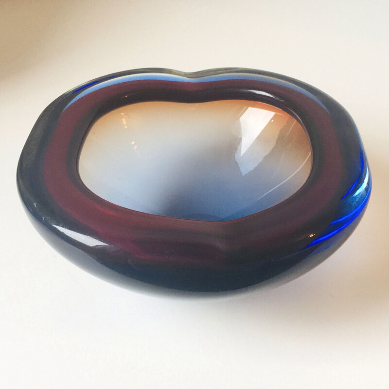 Vintage Murano Sommerso Glass Bowl by Flavio Poli 1960s