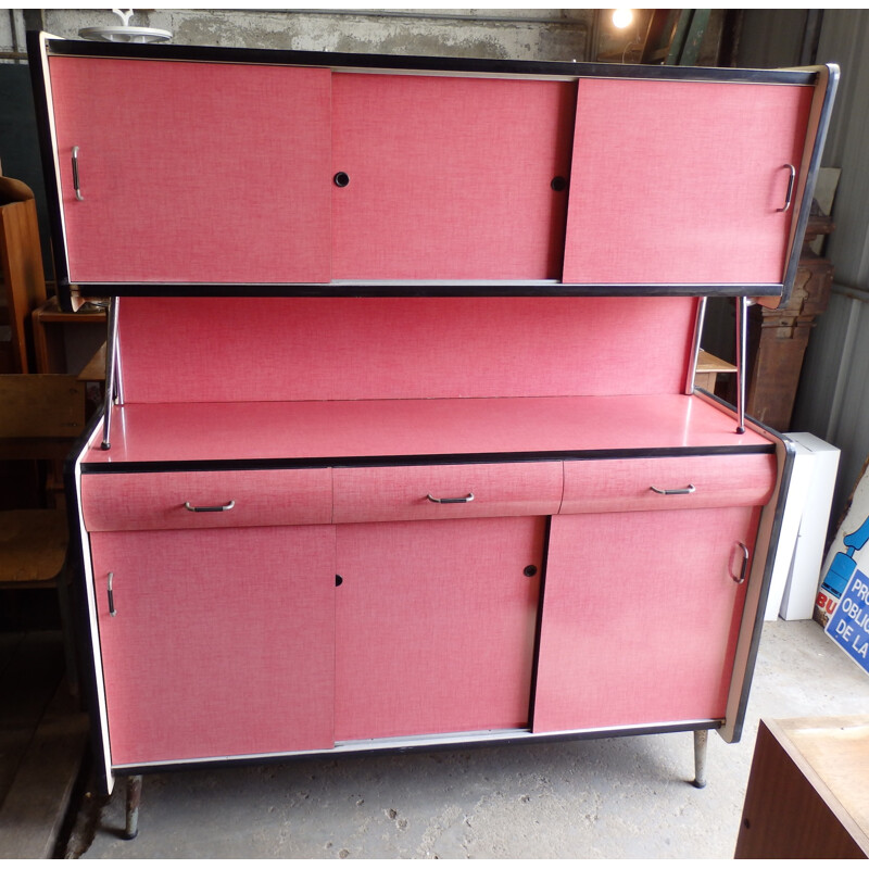 Mid-Century pink kitchen cabinet in formica - 1960s