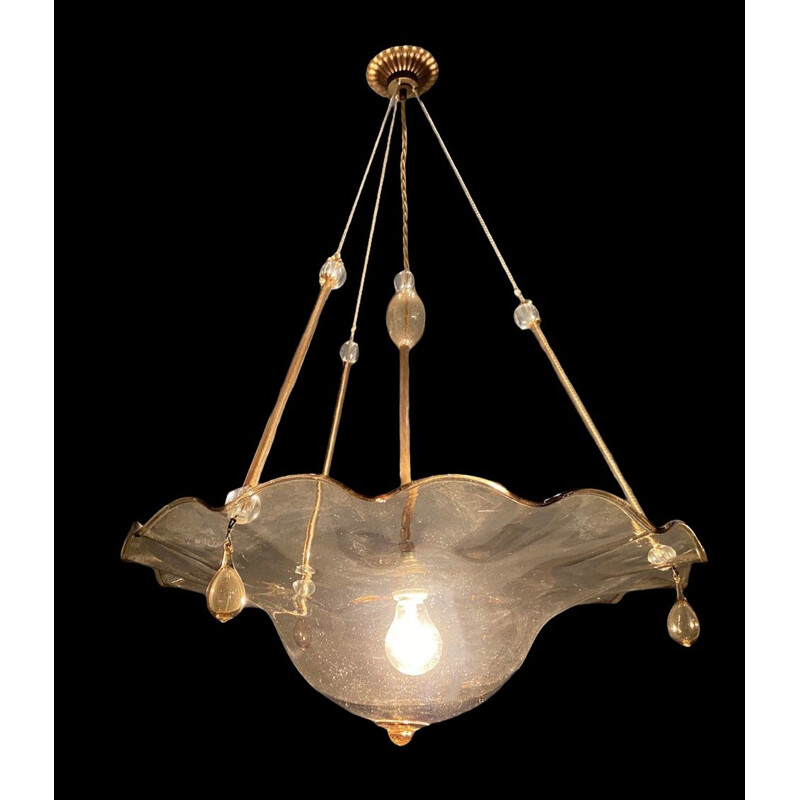 Vintage Murano Glass Pendant Lamp by Paolo Venini 1950s