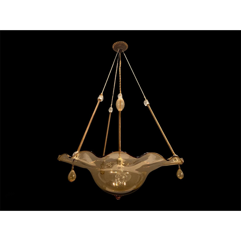Vintage Murano Glass Pendant Lamp by Paolo Venini 1950s