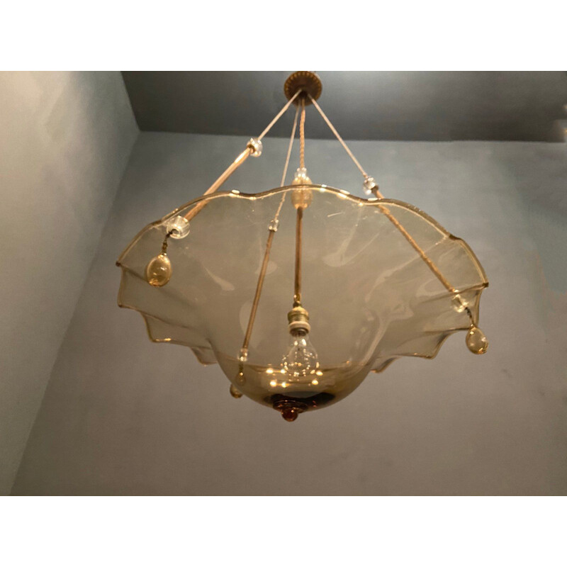 Vintage Murano Glass Pendant Lamp by Paolo Venini 1950s