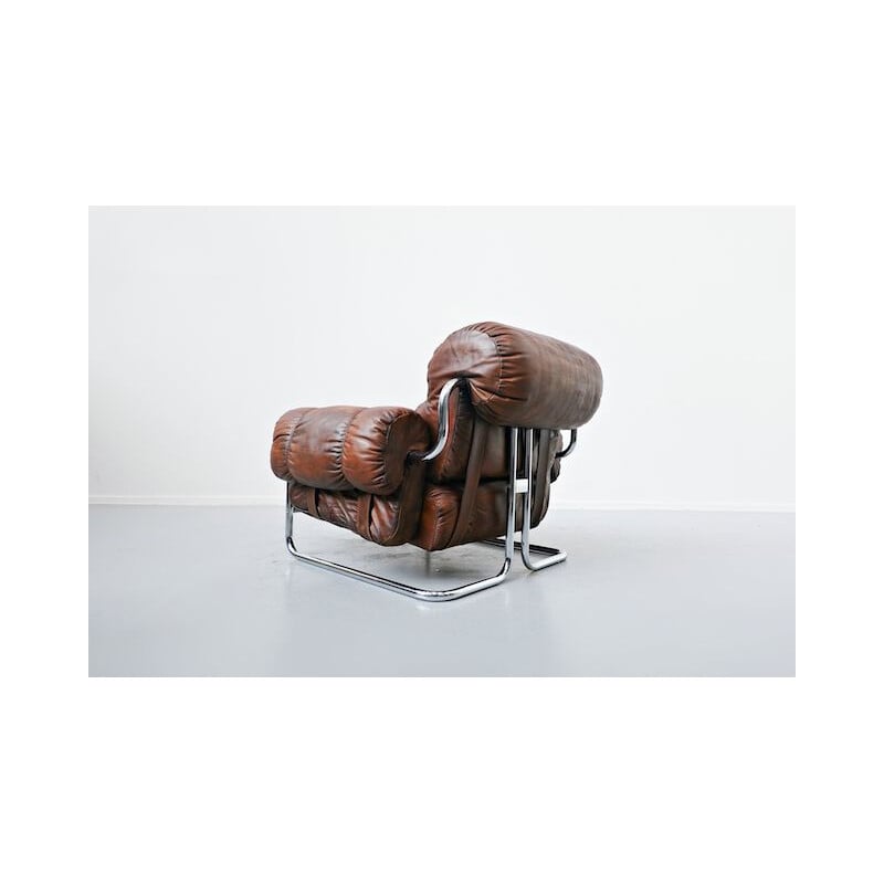 Paar Sessel im Vintage-Stil "Tucroma" Von Guido Faleschini Leder, Italienisch