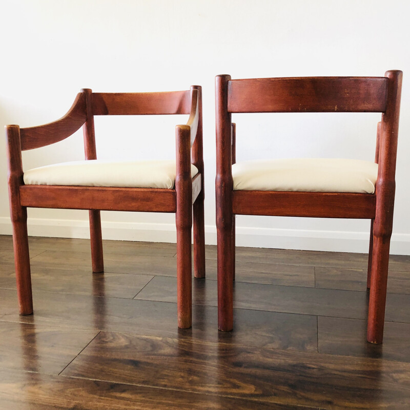 Pair of vintage Carimate Armchairs by Vico Magistretti for Cassina 1960s