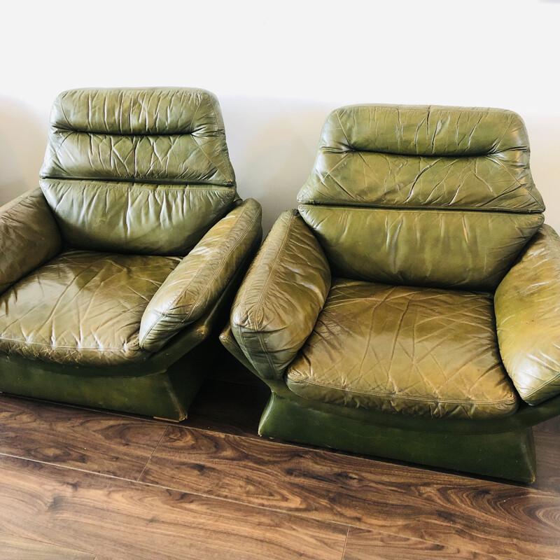 Pair of vintage leather armchairs by Gimson and Slater, 1970