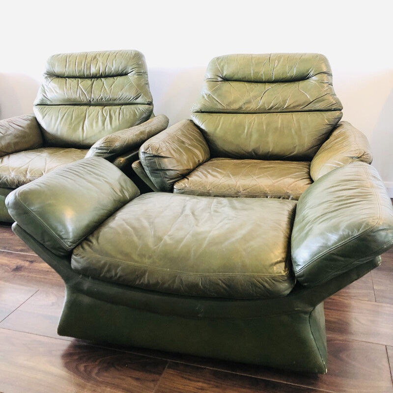 Pair of vintage leather armchairs by Gimson and Slater, 1970