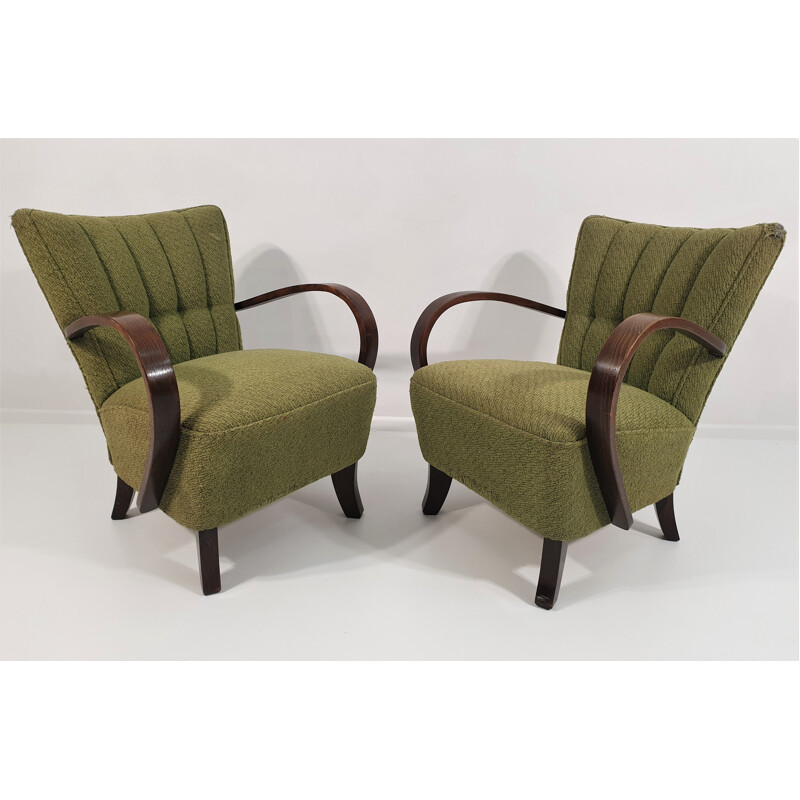 Pair of vintage Lounge Chairs by Jindřich Halabala 1950s