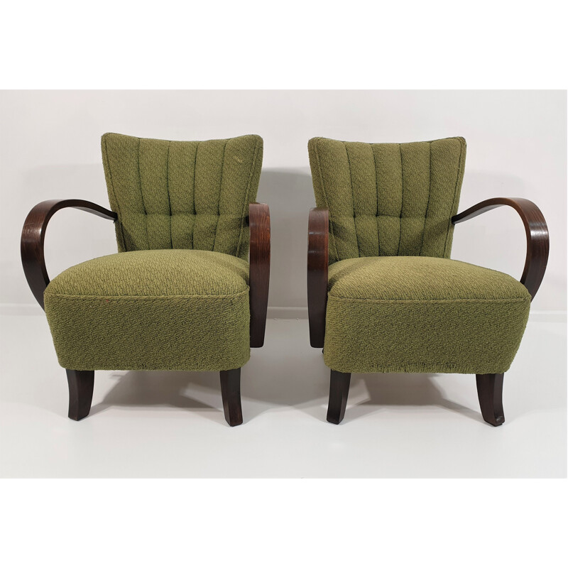 Pair of vintage Lounge Chairs by Jindřich Halabala 1950s