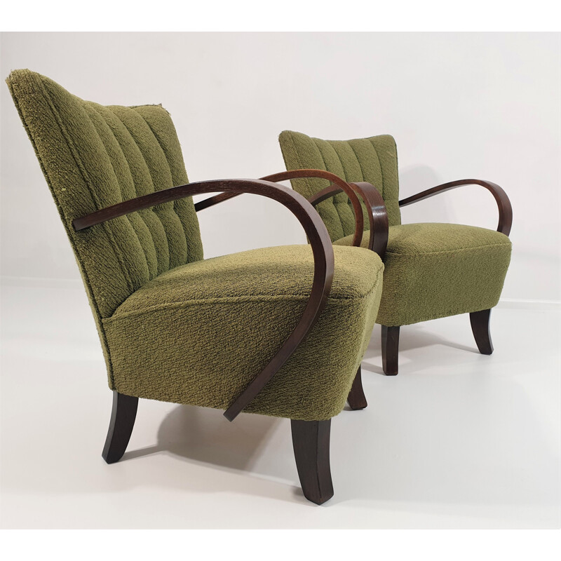 Pair of vintage Lounge Chairs by Jindřich Halabala 1950s