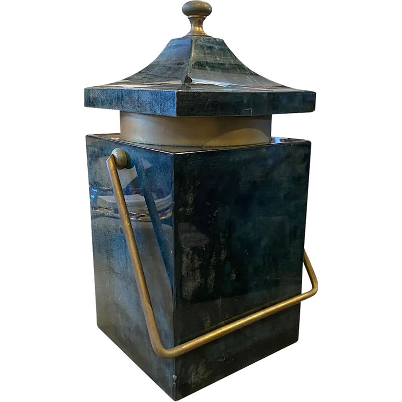 Vintage Aldo Tura Modern Goatskin and Brass Huge Ice Bucket 1950s